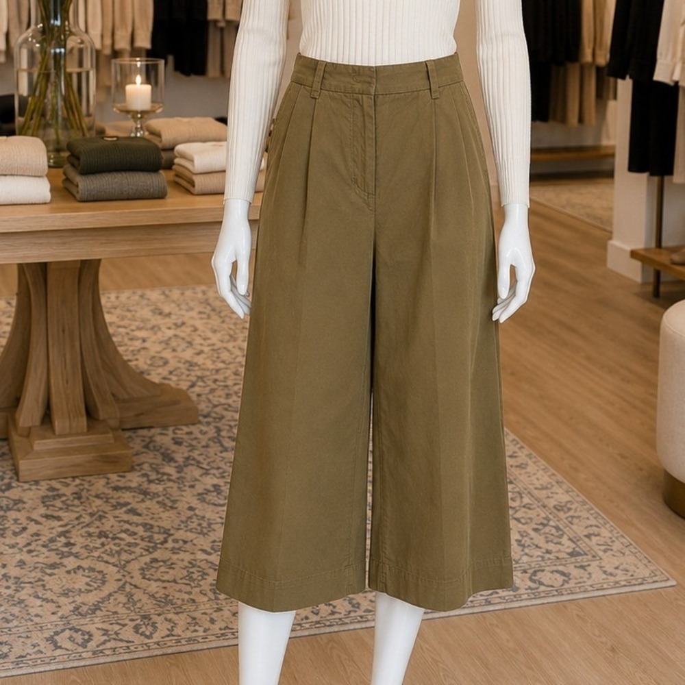 COS Womens Pants Brown Khaki Pleated Barrel Leg Cropped High Rise 4